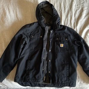 CARHARTT RELAXED FIT WASHED DUCK SHERPA-LINED UTILITY JACKET